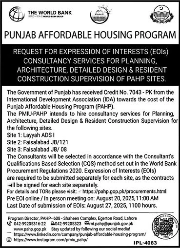 The World Bank Lahore Tender Notice